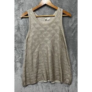 Moth Anthropologie metallic gold Beige sleeveless sweater Large Heavyweight
